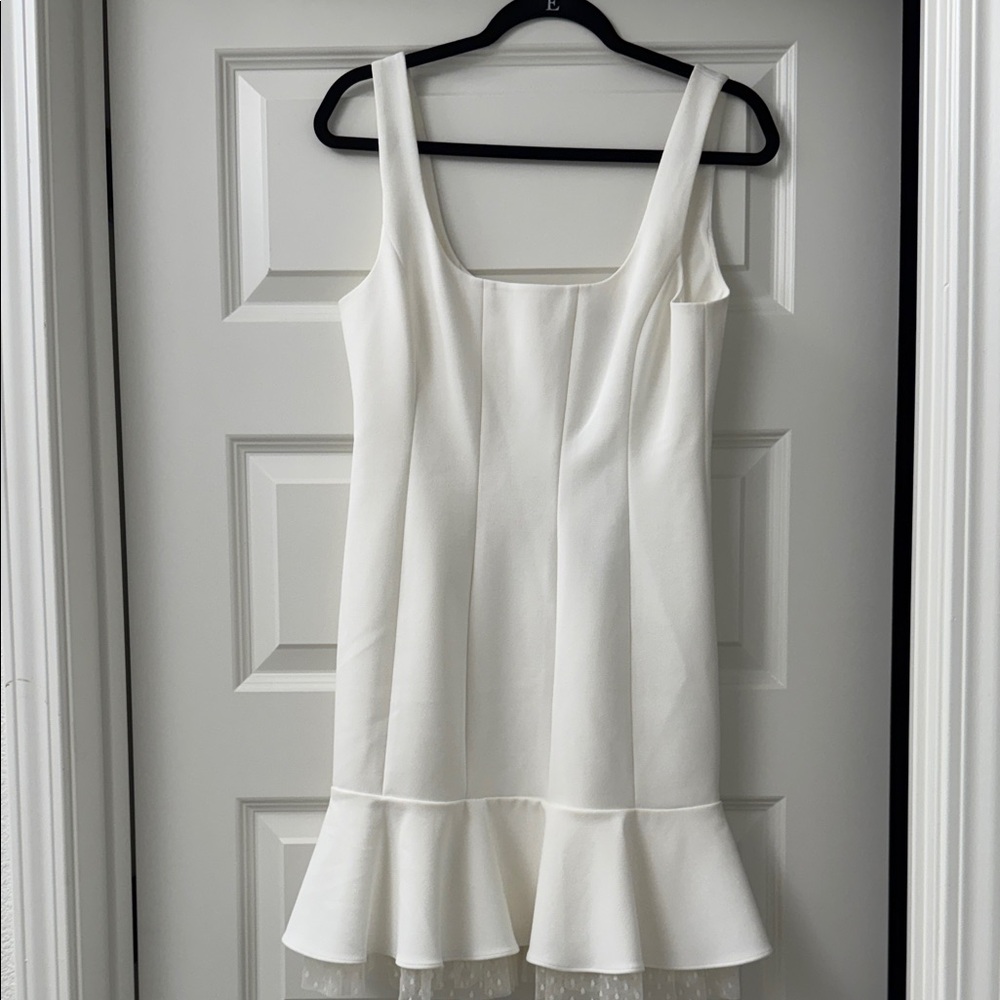BCBGMaxAzria White Ruffle Hem Dress